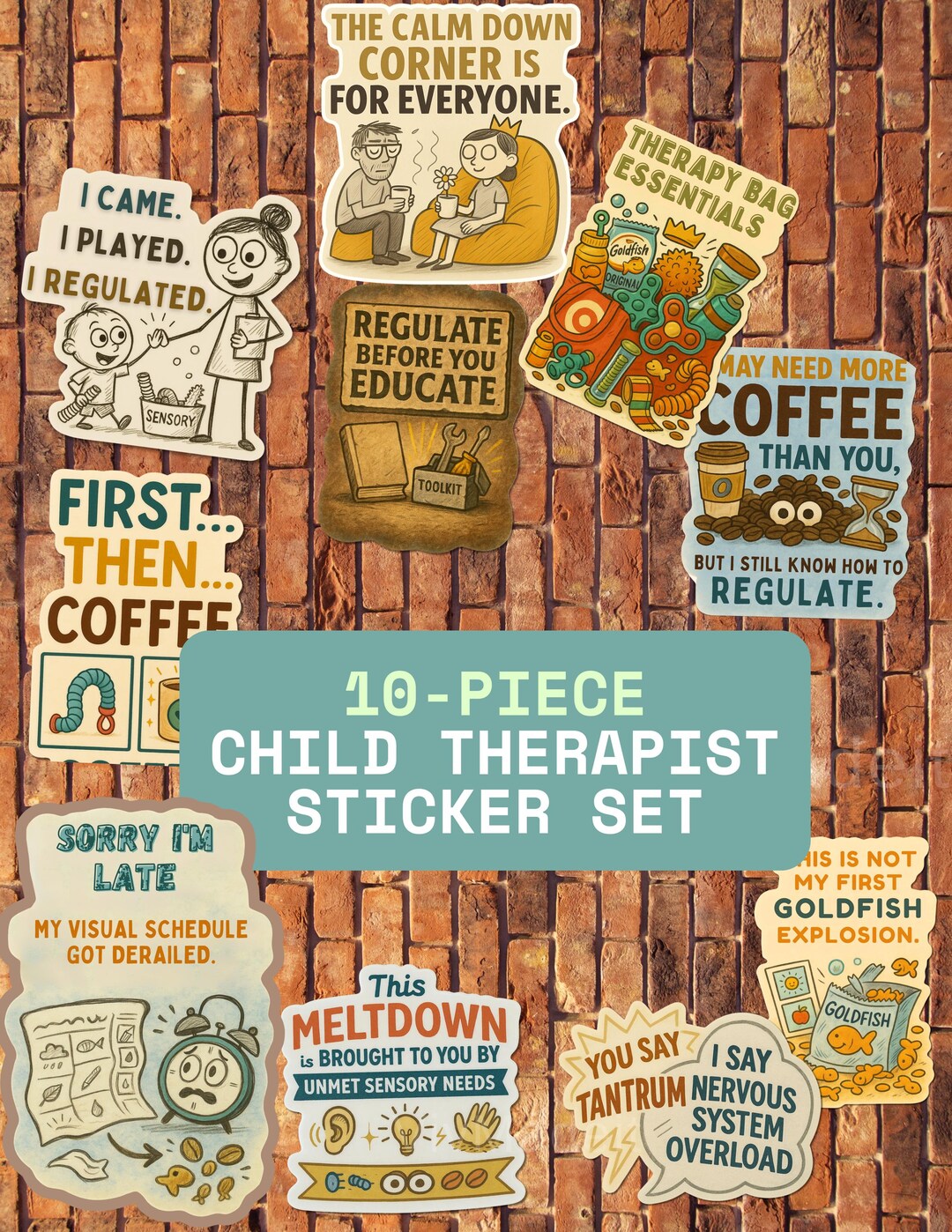 Therapist Sticker Child Therapist Sticker Pack: Pediatric Humor and Regulation ...