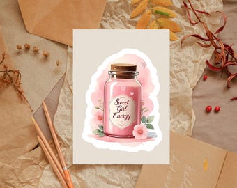 Sweet Girl Energy Sticker: Blush Pink Honey Jar Decal