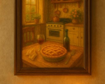 Impresión artística de pastel de cocina de campo: decoración rústica de granja (8x10)