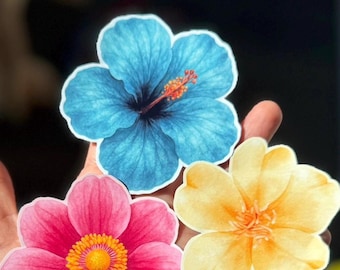 9 Watercolor Die Cut Flower Stickers (3”) Matte Waterproof