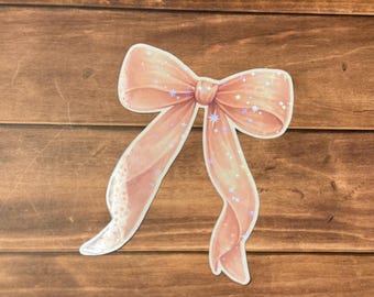 Pink Coquette Bow, Rose, Daisy, Heart Stickers | Holographic Waterproof Decals