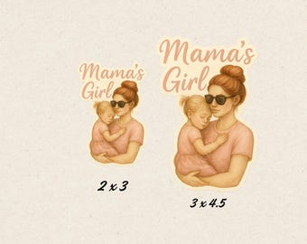 Mama's Girl Sticker – Watercolor Mother Daughter Hug, Waterproof Vinyl Decal