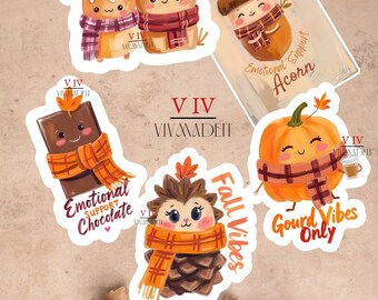 Fall Stickers - Fall Dessert Set | 5-Piece Pack, 3” or 4”
