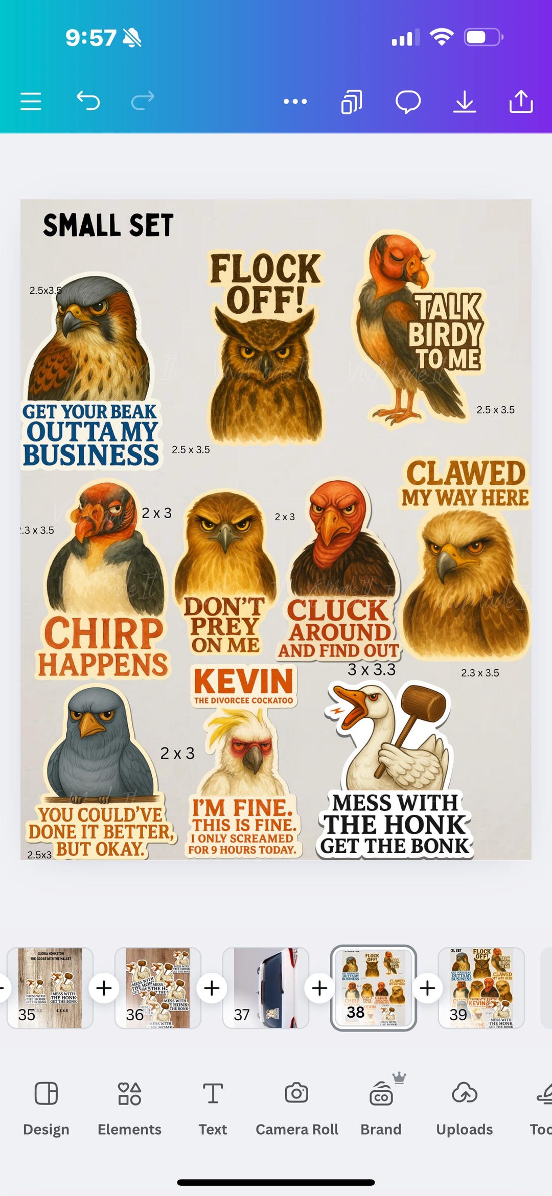 Funny Angry Bird Sticker Set: Snarky Raptors, Owls & Goose - Etsy