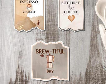 Waterproof Matte Coffee Stickers: Espresso, Latte Art, Cafe Decor