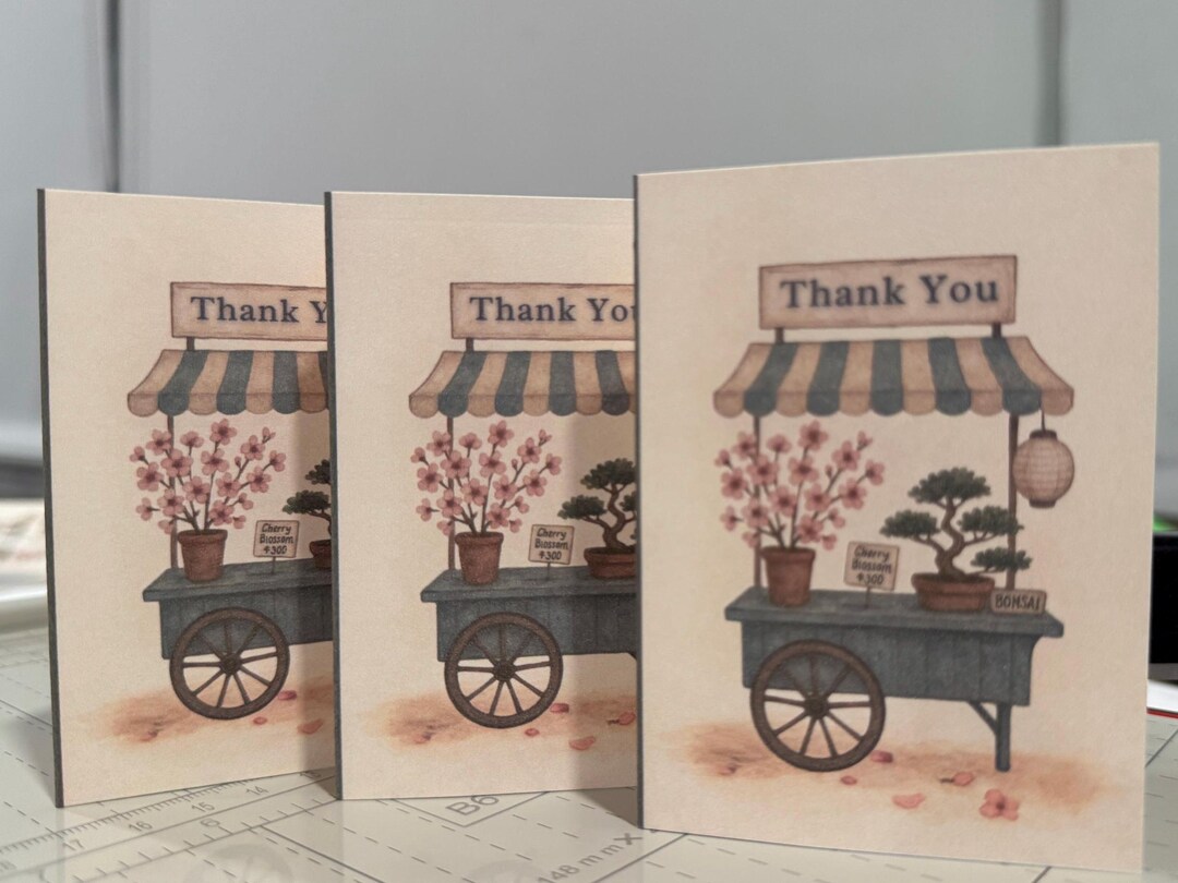お家決まりました。It is sold out. Thank you. 3x4 Flat Mini Floral Thank You Card – 110lbs Cardstock - Without