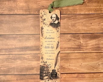 Marcapáginas vintage de Shakespeare / Cita sobre los sueños, regalo literario (laminado mate)