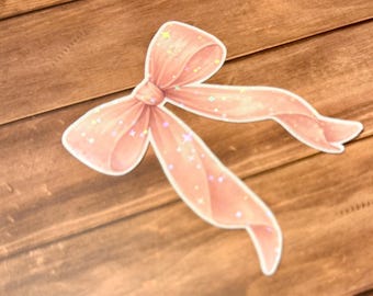 Pink Bow Sticker - Holographic Pink Coquette Decal