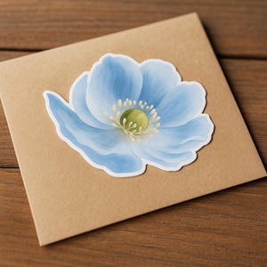 Blau Aquarell Blumen Aufkleber: Wetterfest Vinyl Die Cut - 3x4&quot;