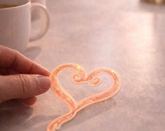 Pink Pearl Heart Sticker - Holographic Pink Coquette Decal