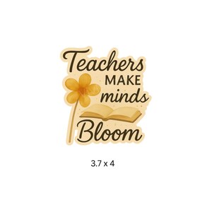 Pegatina "Los maestros hacen florecer la mente" - Pegatina inspiradora para maestros con abeja y flor / 3.7x4 o 4.6x5 / Vinilo de acuarela para el aula