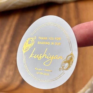Étiquette modifiable | Merci d'avoir partagé notre page Kushiyan | Dhanvaad | Inspiré du Pendjabi | Déjoué | édité pour vous | Mariage indien | Modifiable