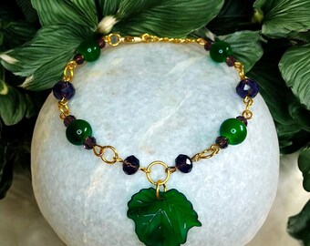 Woodland Elf Leaf Bracelet - Forest Fairy, Elven, Nature-inspired Fantasy jewelry, Cottagecore, Hippie Boho Festival Accessories