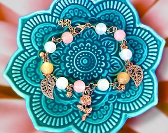 Garden Fairy-armbanden, 'Gardenia' - rozenbloemarmband, grillige armband, vlindersieraden, hippie boho Cottagecore, festivalmode