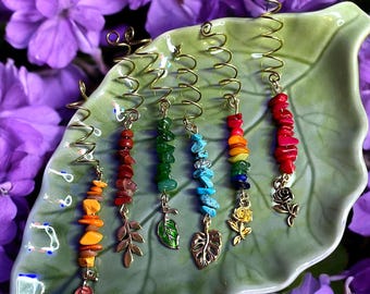 Gold Fairy Spiral Hair Twists, Braid Charms, Dreadlocks, Whimsical Boho Hippie Hair Jewelry, Festival Rave Hair Wrap, Loc Coil Accessories