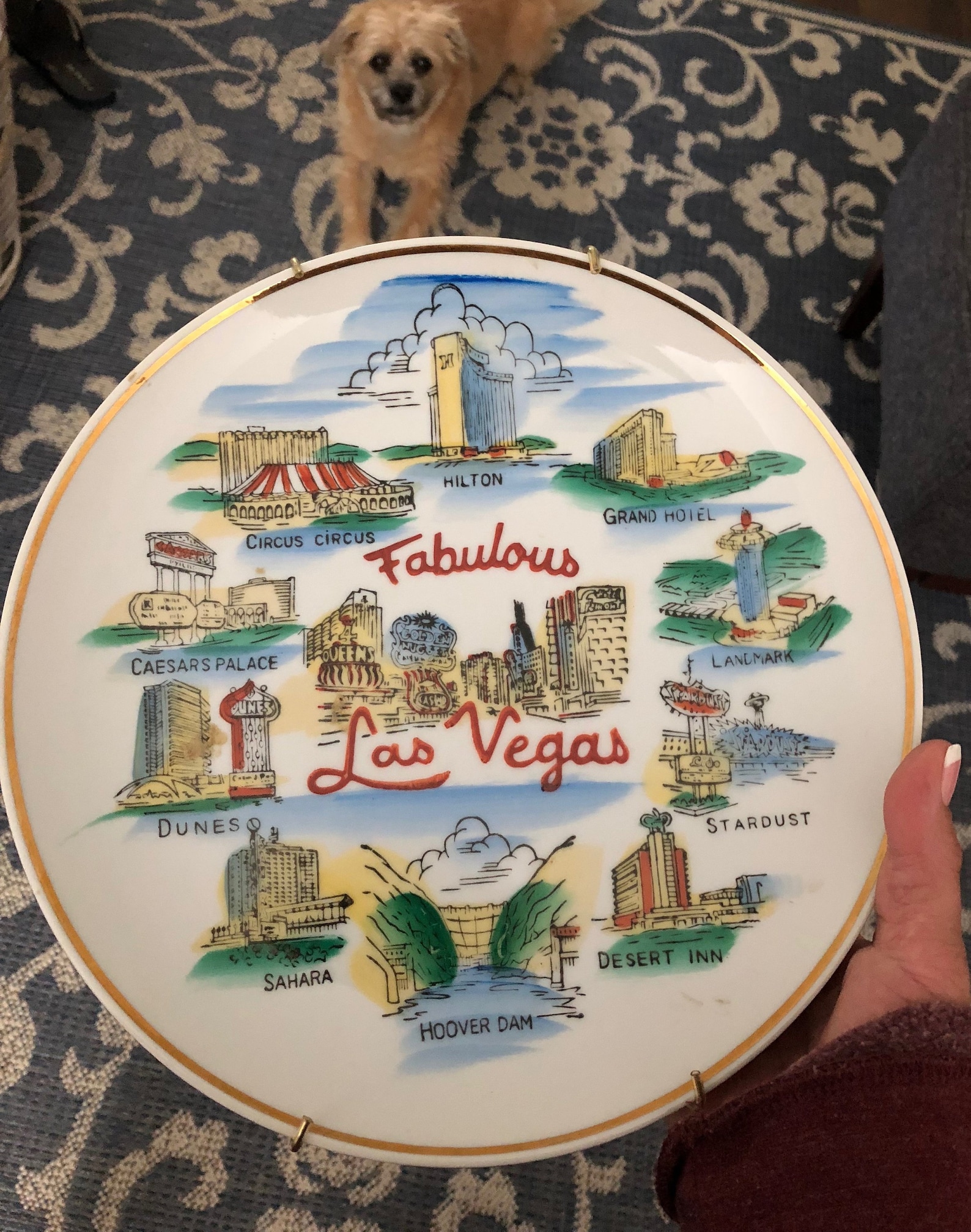 Vintage Las Vegas Souvenir Hand Painted Plate with Hanger Etsy