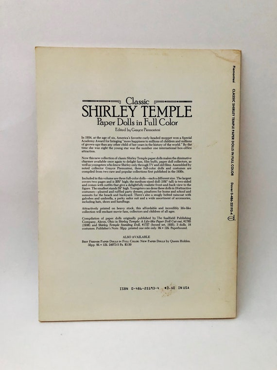 shirley temple paper dolls in full color