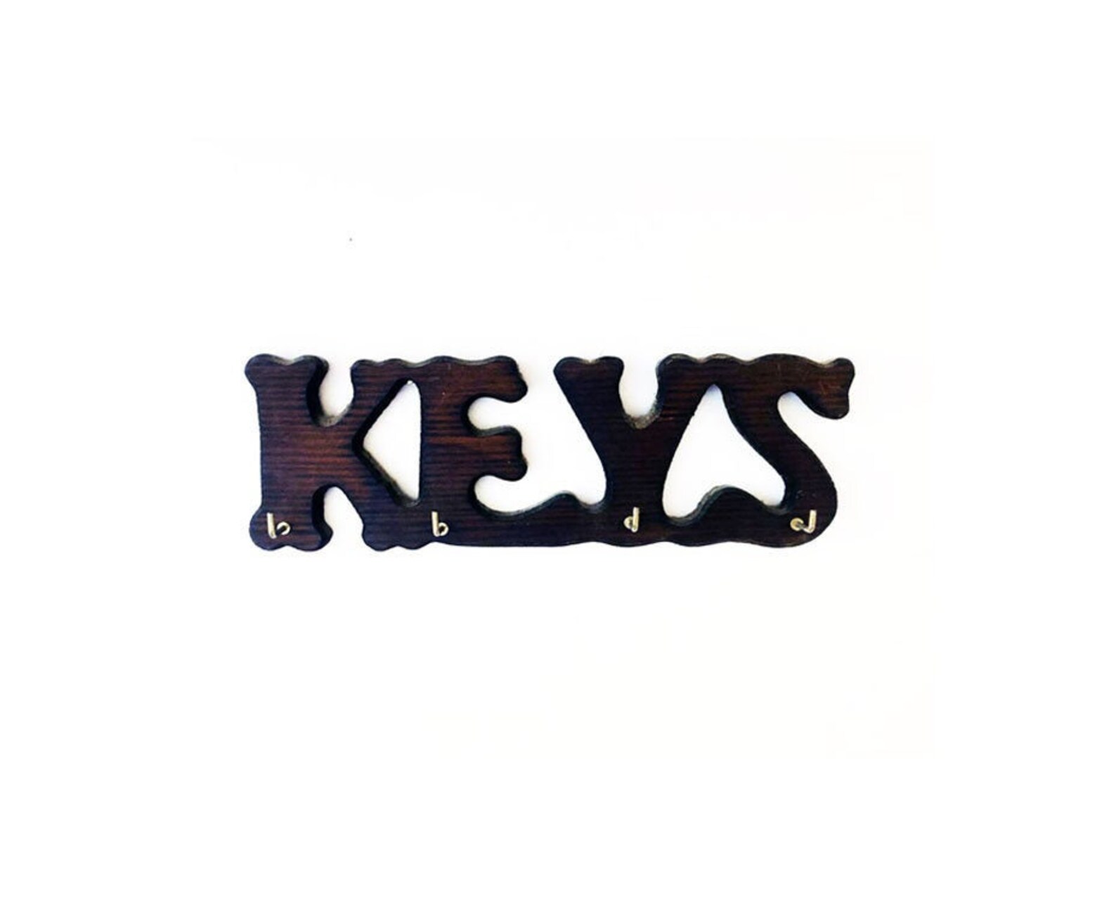 Wooden Key Holder with the word Keys Cutout in Wood 4 Gold Etsy