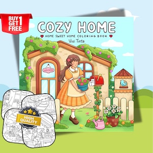 Cozy Home Vivi Tina Coco Wyo Bold Easy Malbuch für Erwachsene und Jugendliche, Sofort-Download, 52 Seiten