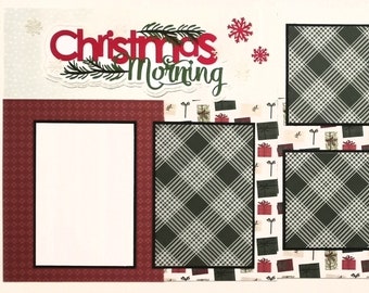 Scrapbook Layout for Christmas - Scrapbook Page - Christmas Morning - Christmas Day - Gifts - Presents - Family Photos - Christmas Pajamas