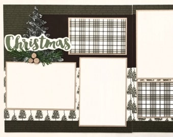 Christmas Scrapbook Layout - Premade Scrapbook Page - Country - Tree Farm - Christmas Day - Christmas Tree - Christmas Eve - Family Photos