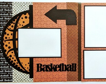 Basketball scrapbook layout - Scrapbook Page- Boys - Girls - High School - Junior High - YMCA - Travel - Basketball team - Sports - Premade