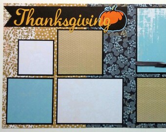 Thanksgiving premade scrapbook page - 12x12 premade scrapbook page - Premade scrapbook layout - Premade scrapbook page Thanksgiving