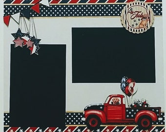 4th of July Scrapbook Layout - Independence Day - Scrapbook Page for Fourth of July - Red Truck - Country