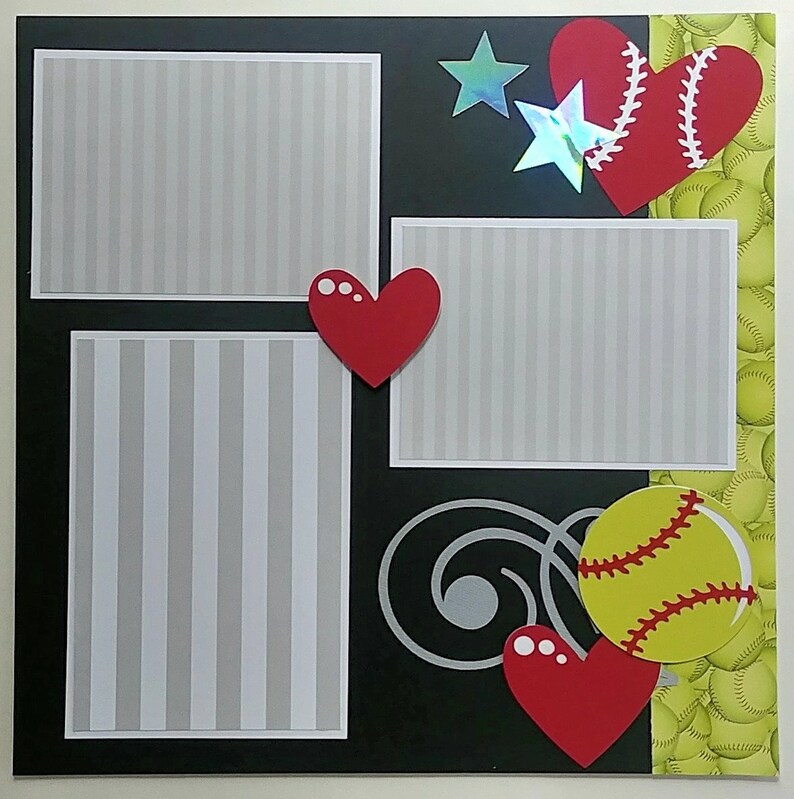 Softball Scrapbook pages Scrapbook layout 12x12 premade Etsy