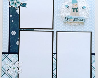 Winter Scrapbook Layout - Snowman Scrapbook Page - Wintertime - Snow - Snowballs - Building a Snowman - Playing Outside