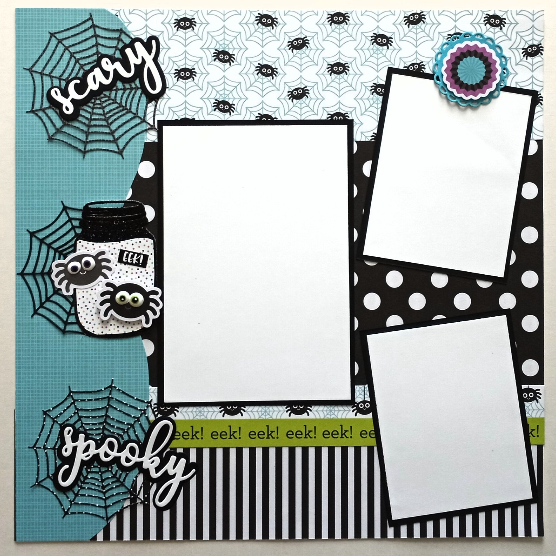 Halloween Scrapbook Layout Spiders Scrapbook Page Spooky | Etsy