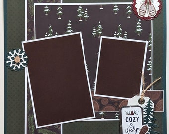 Scrapbook Layouts for Winter - Scrapbook Page - Scrapbooking - Warm and Cozy - Winter Vacation - Lodge - Cabin - Snow Day