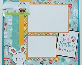 Easter Scrapbook Page -  Scrapbook Layout for Easter - Easter Scrapbook for Boys - Easter Bunny - Easter Eggs - Coloring Eggs - Egg Hunt