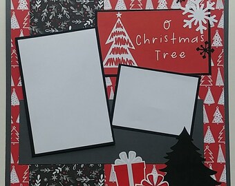 Oh Christmas Tree - Christmas Scrapbook Page - Tree Decorating - Cutting the Christmas Tree