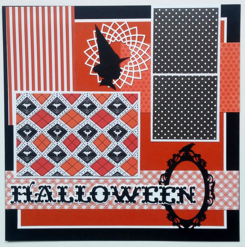 12x12 scrapbook page Trick or Treat Ohioscrapper Scrapbook layout Halloween scrapbook page Premade scrapbook Scrapbook page