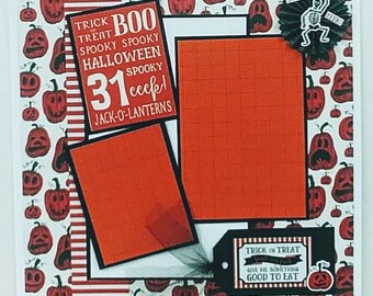 Halloween Scrapbooking Layout - Premade Scrapbook Page - Trick or Treat - Halloween Party - Costumes