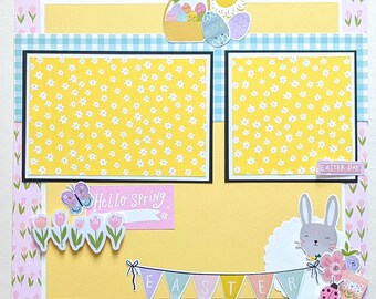 Premade Easter Scrapbook Layout - Easter Scrapbook Page - Spring - Easter Morning - Easter Day - Easter Bunny - Easter Baskets - Easter Egg