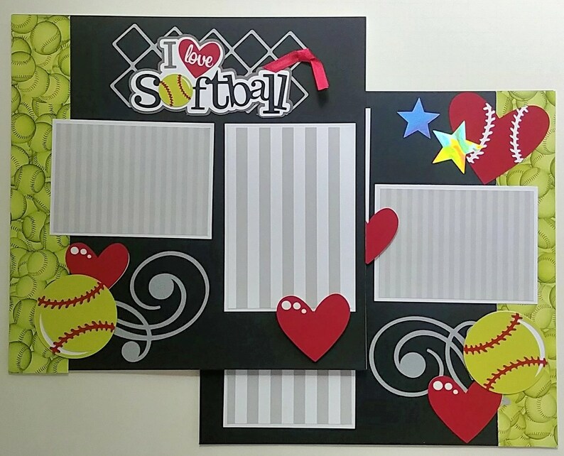 Softball Scrapbook pages Scrapbook layout 12x12 premade Etsy