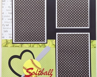 Softball Scrapbook Layout - Scrapbook Page - Sports - Girls - Women - High School - Travel - College - Junior High