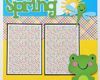 Scrapbook Page for Spring - Outside - Play - Scrapbook Layout - Outdoors - Frog - Kids - Playground - Backyard - Nature