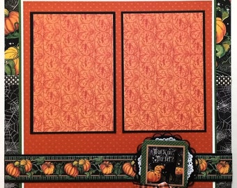 Trick or Treat Scrapbook Layout - Scrapbook Pages for Halloween - Pumpkins - Black Cats - Halloween Party - Adult - Teen - Scary - Spooky