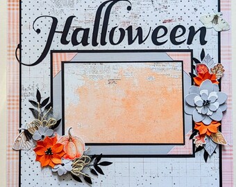 Halloween - Scrapbook Layout - Premade - Scrapbooking - Adult - Teen - Halloween Party - Costume Party - Home Decor - Pumpkins