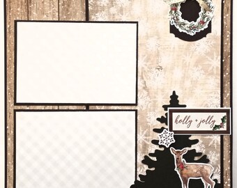 Christmas - Scrapbook Layout - Premade - Scrapbook Page - Country - Natural - Family - Christmas Day - Christmas Eve - Snow - Deer