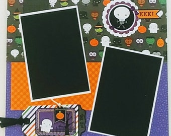 Scrapbook Layouts for Halloween - Premade Scrapbook Pages - Trick or Treat - Costume Party - School Party