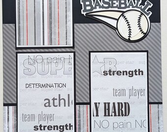 Baseball - Premade - Scrapbook Layout - Little League - Travel - Hot Stove - Junior High - High School - College - Scrapbook Page