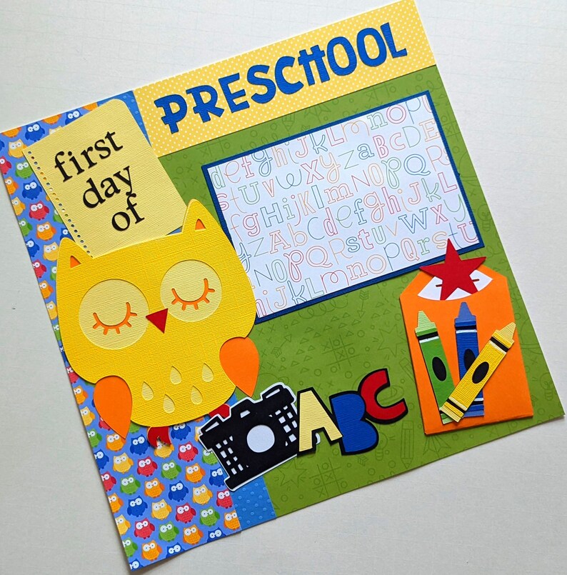Preschool Scrapbook Page Back to School Premade Scrapbook Etsy