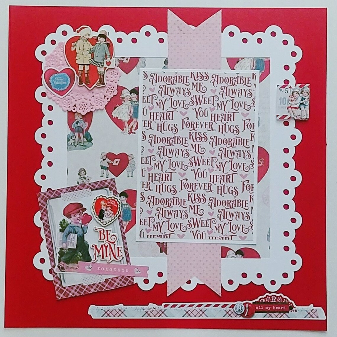 Valentine's Day Scrapbook Layout Scrapbook Page Etsy