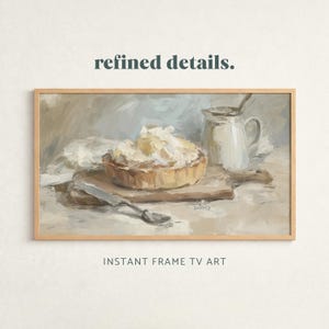 Samsung Frame TV Kunst Kuchen Stillleben – Neutrale Patisserie Szene, 4K Digital Download