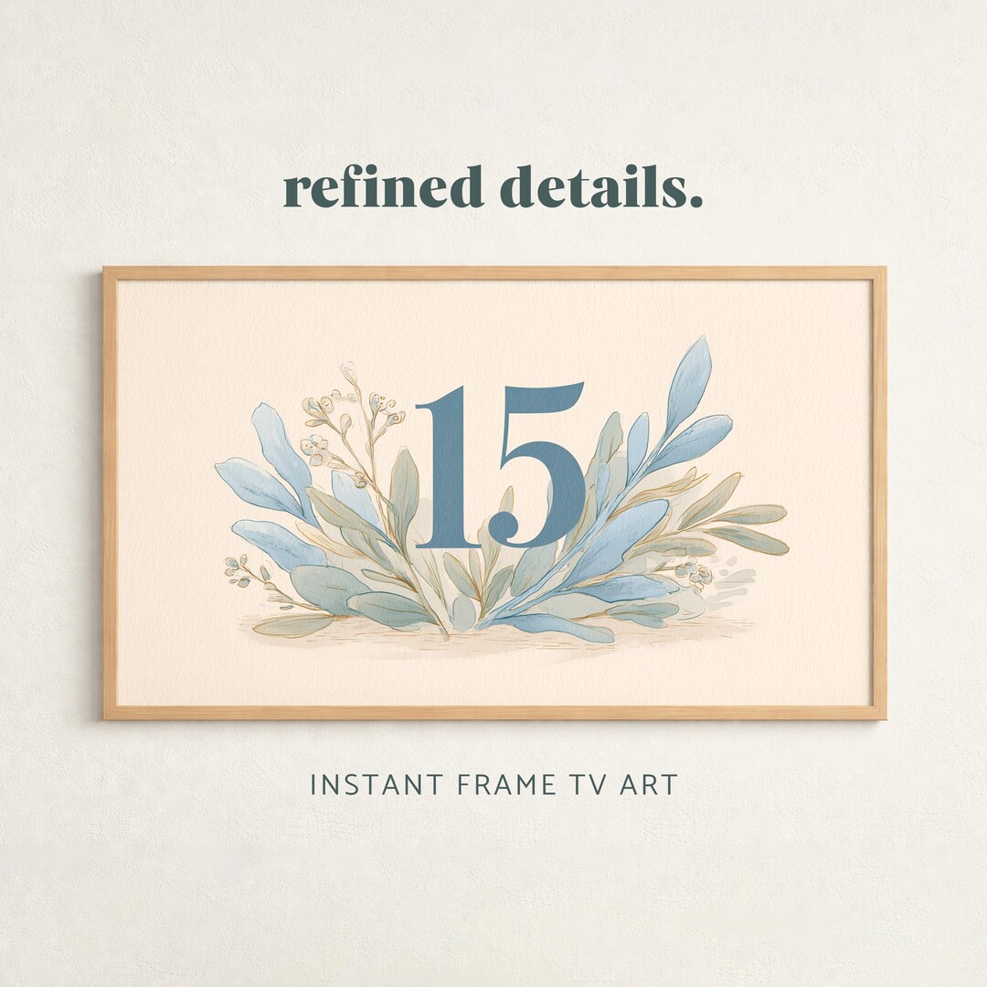 Samsung Frame TV Art | Elegant Number 15 With Botanical Detail | 4K ...