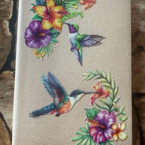 Hummingbirds and Flowers Collage Small Notebook Journal